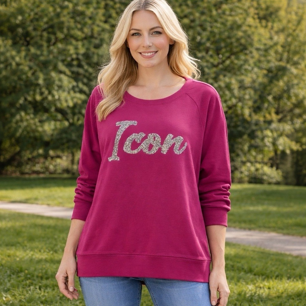 NEW Lane Bryant Classic Crewneck Sweatshirt Icon Embellished Cozy 18/20